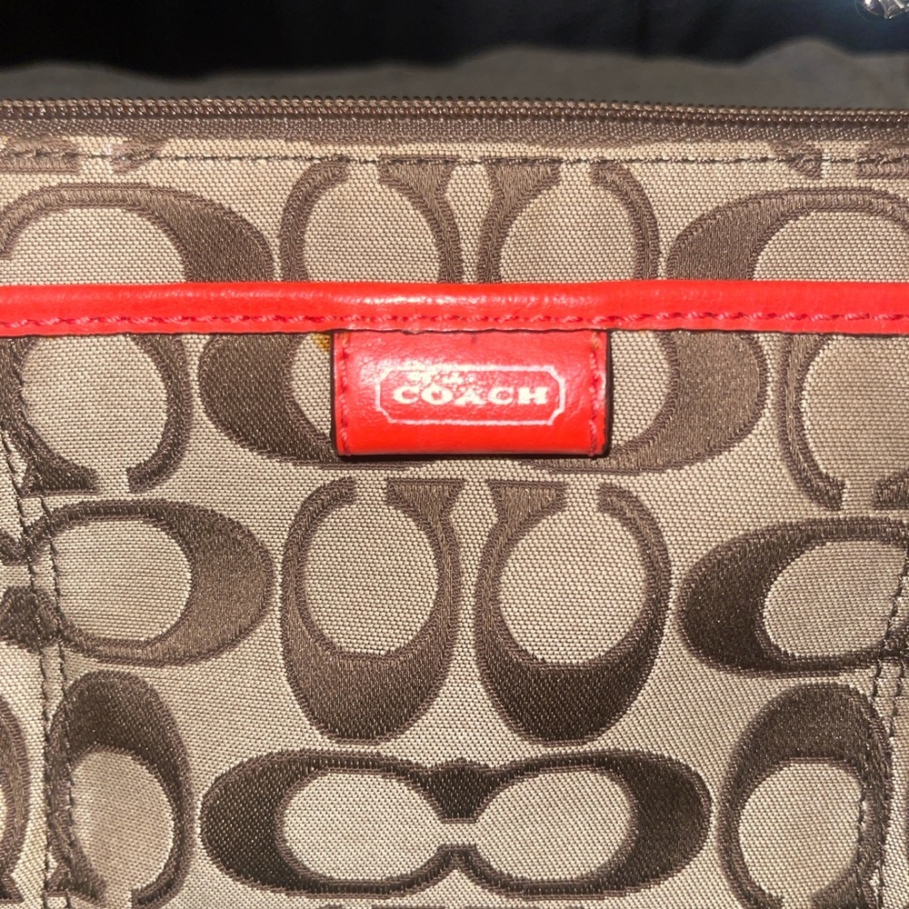 Vintage Coach Wristlet Vermillion Orange Khaki - Picture 5 of 14